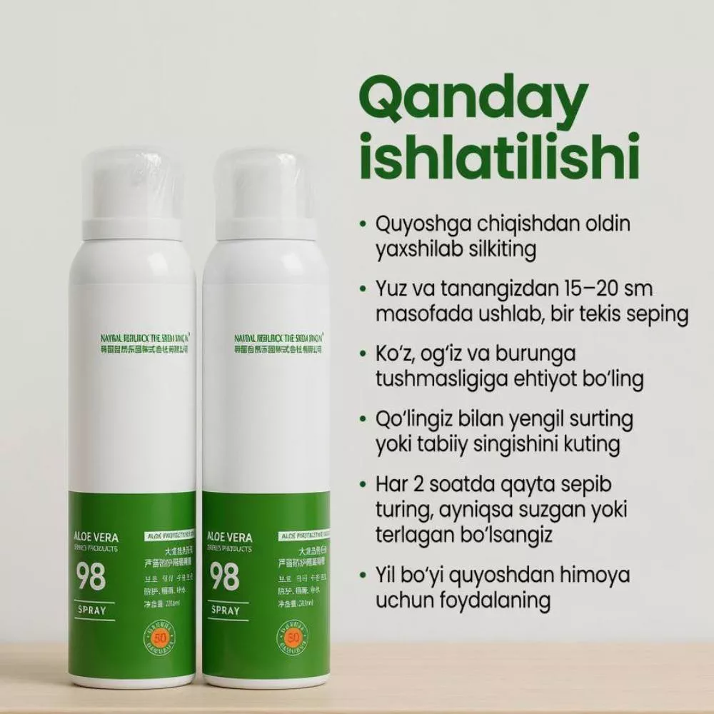 'Aloe Vera SPF 50 Spray' rasmi