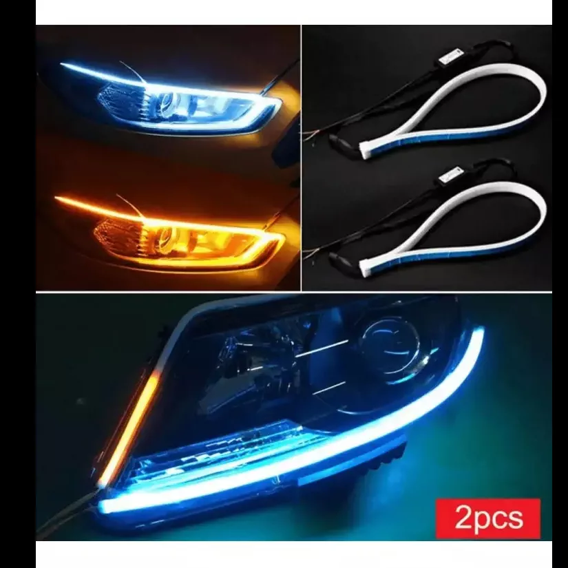 'Avtomobil chiroqlari uchun moslashuvchan LED tasma, ikki rangli, 60 sm, 12 V' rasmi