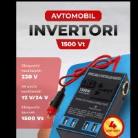 Avtomobil invertori, 4 ta USB portli rozetka, 12 V/24 V dan 220 V gacha konverto rasmi