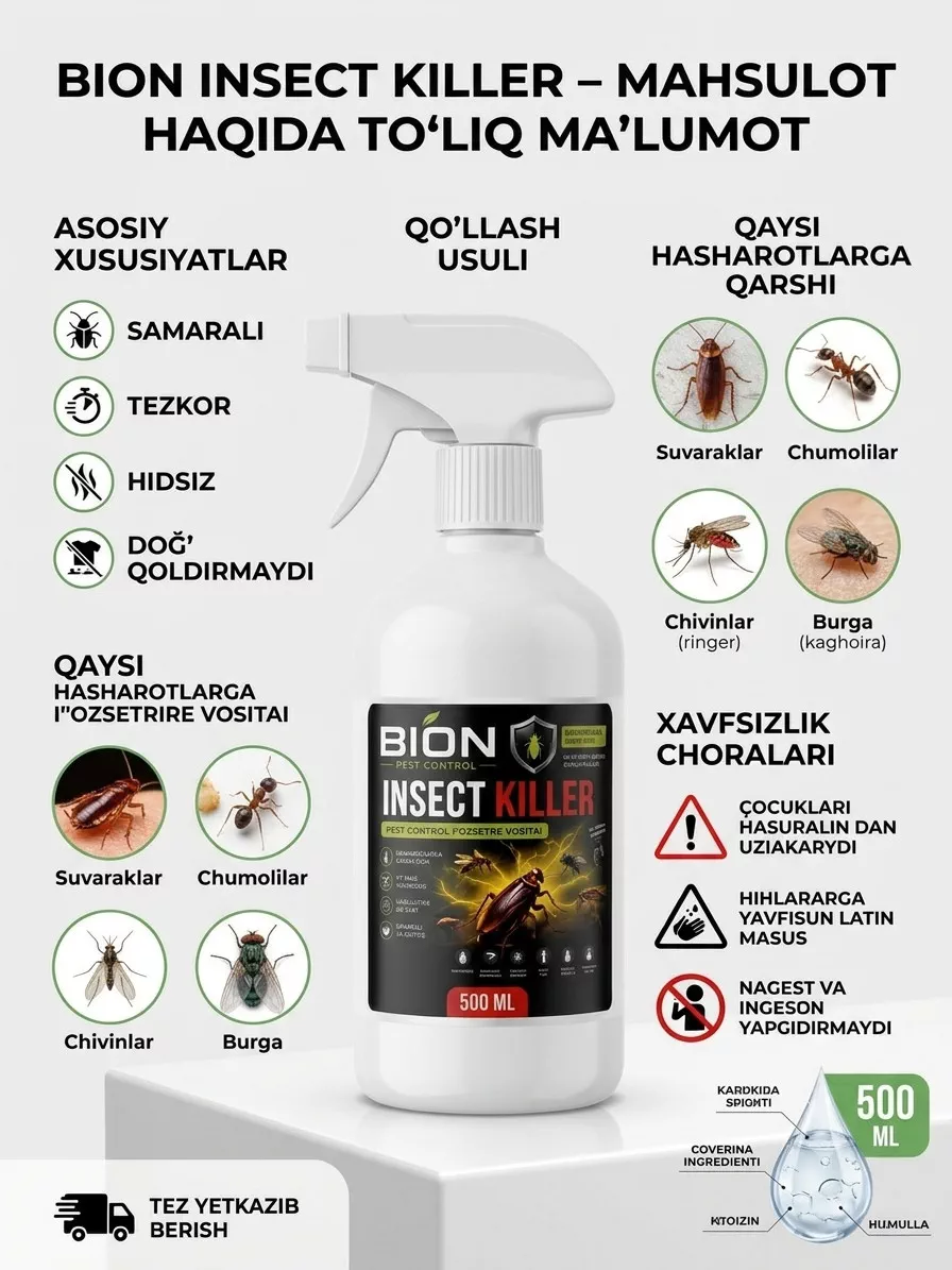 '✨ BION Insect Killer — hasharotlarga qarshi universal va o'ta samarali vosita!' rasmi