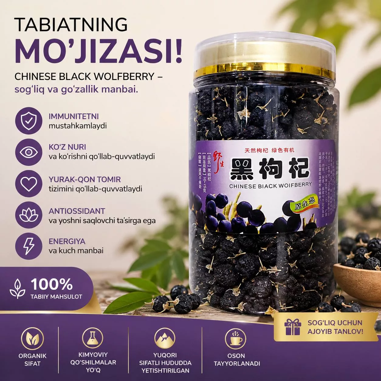 'CHINESE BLACK WOLFBERRY – TABIATNING NOYOB TUHFASI! 🫐' rasmi