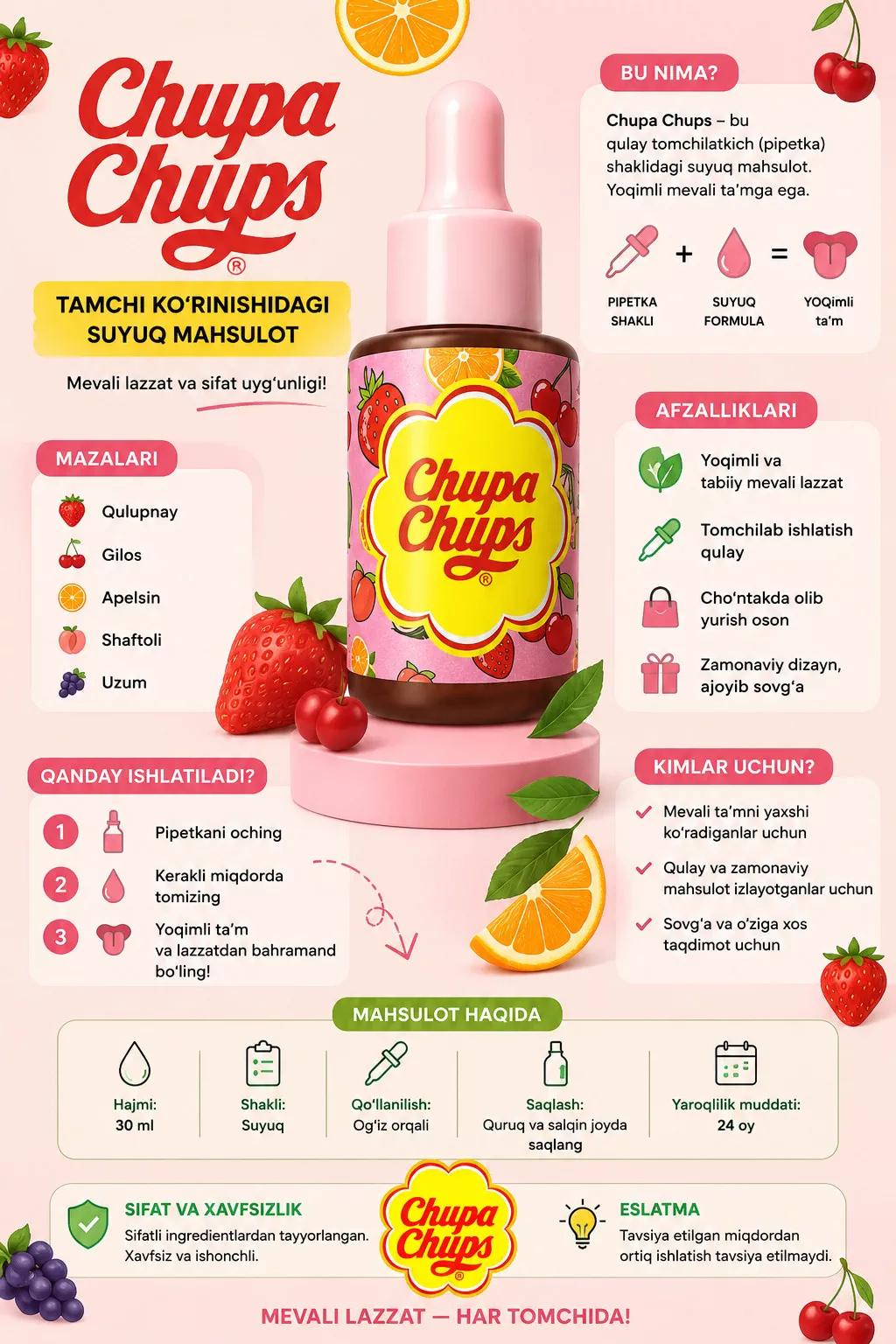 'Chupa Chups tomchili: Har tomchida mevali lazzat!' rasmi
