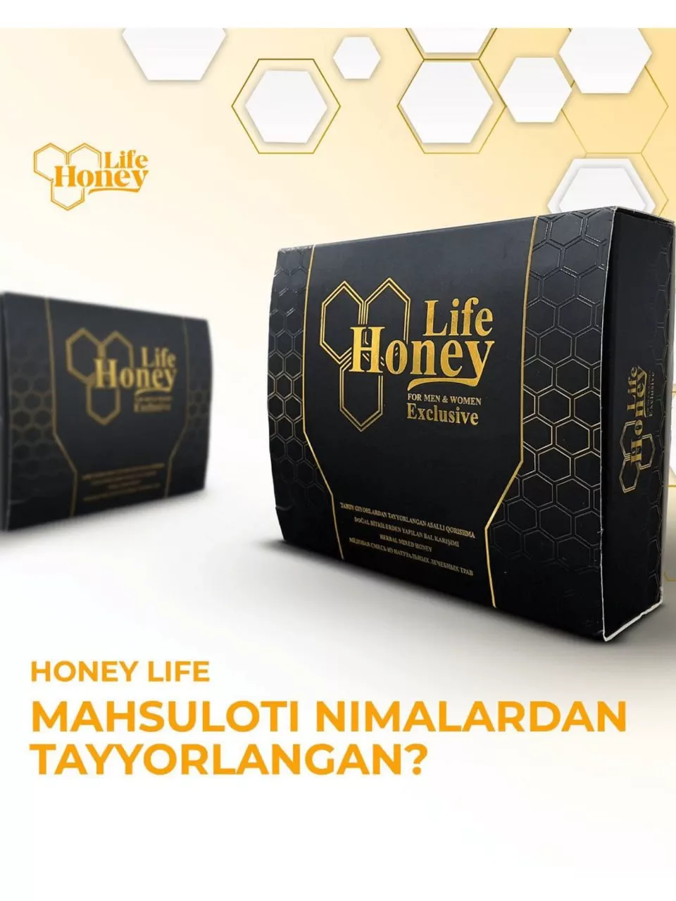 'Honey life mahsuloti tarkibidagi eng asosiy tabiiy asal' rasmi