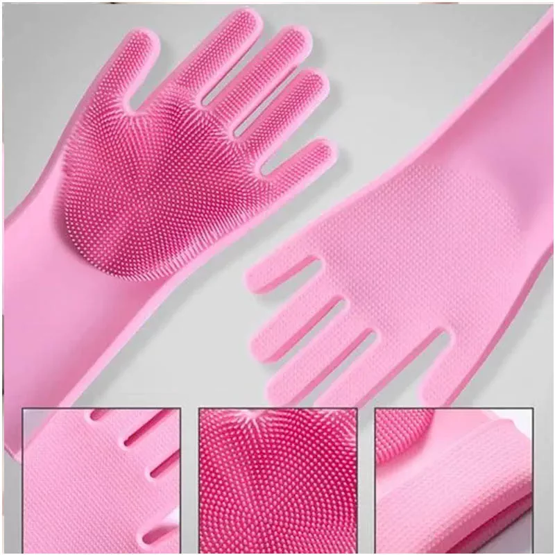 'Idish Yuvish Uchun Universal Silikon Qo'lqoplar: Tozalik va Himoya!' rasmi