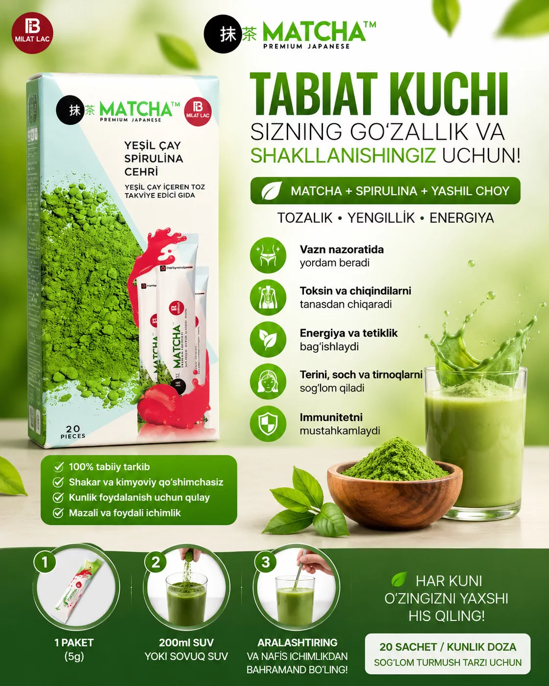 'Matcha Spirulina Ichimlik' rasmi