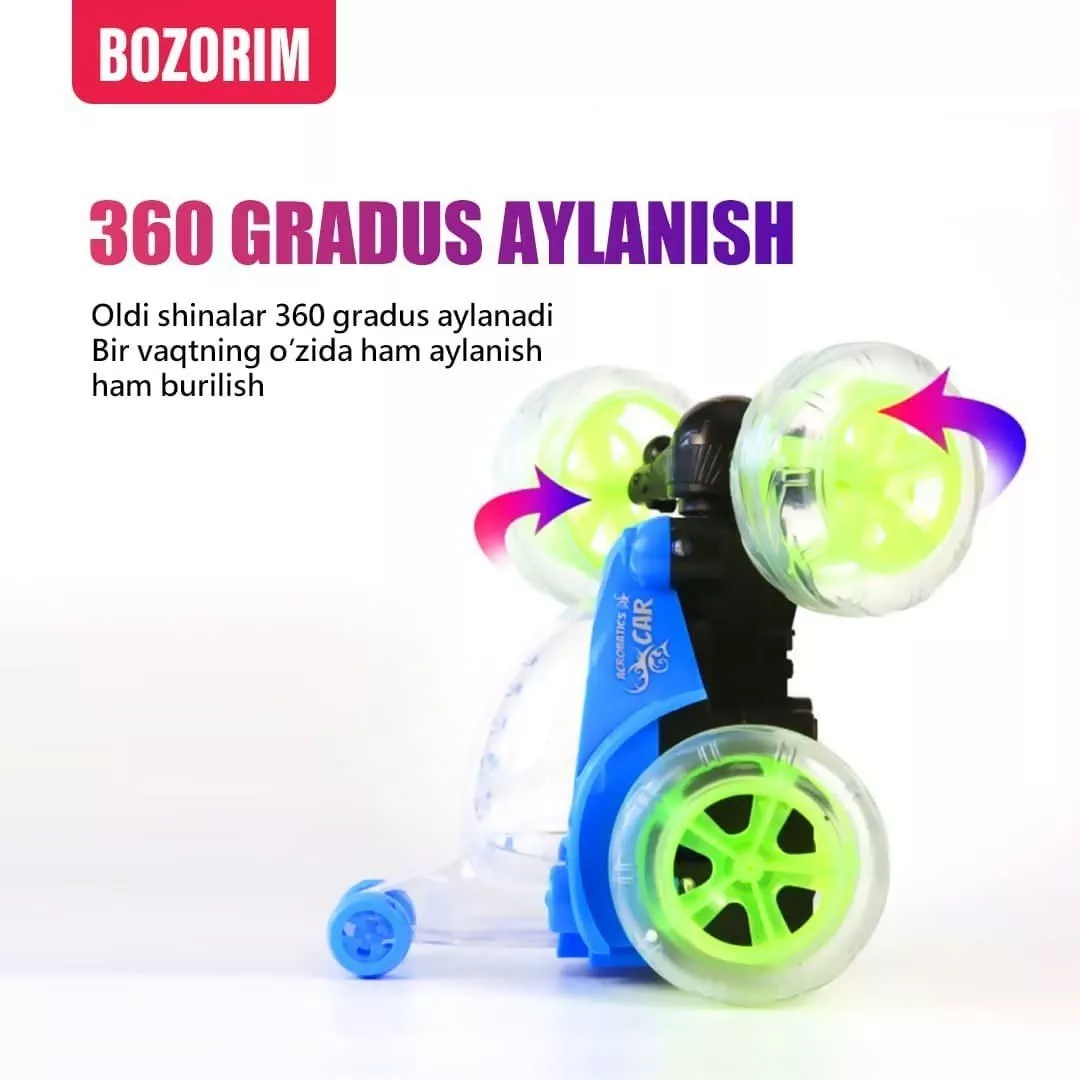 'Qiziqarli O‘yinchoq Mashina: Yorqin Chiroqlar va Jonli Musiqa bilan!' rasmi