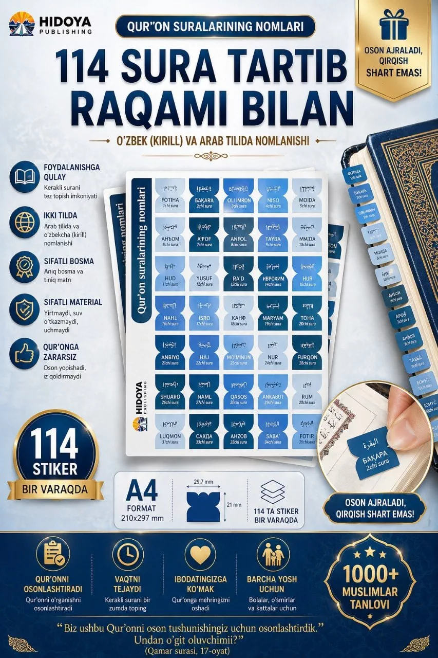 'Qur’on mutolaasini yanada qulaylashtiring! Sura Indeks Stikerlari' rasmi
