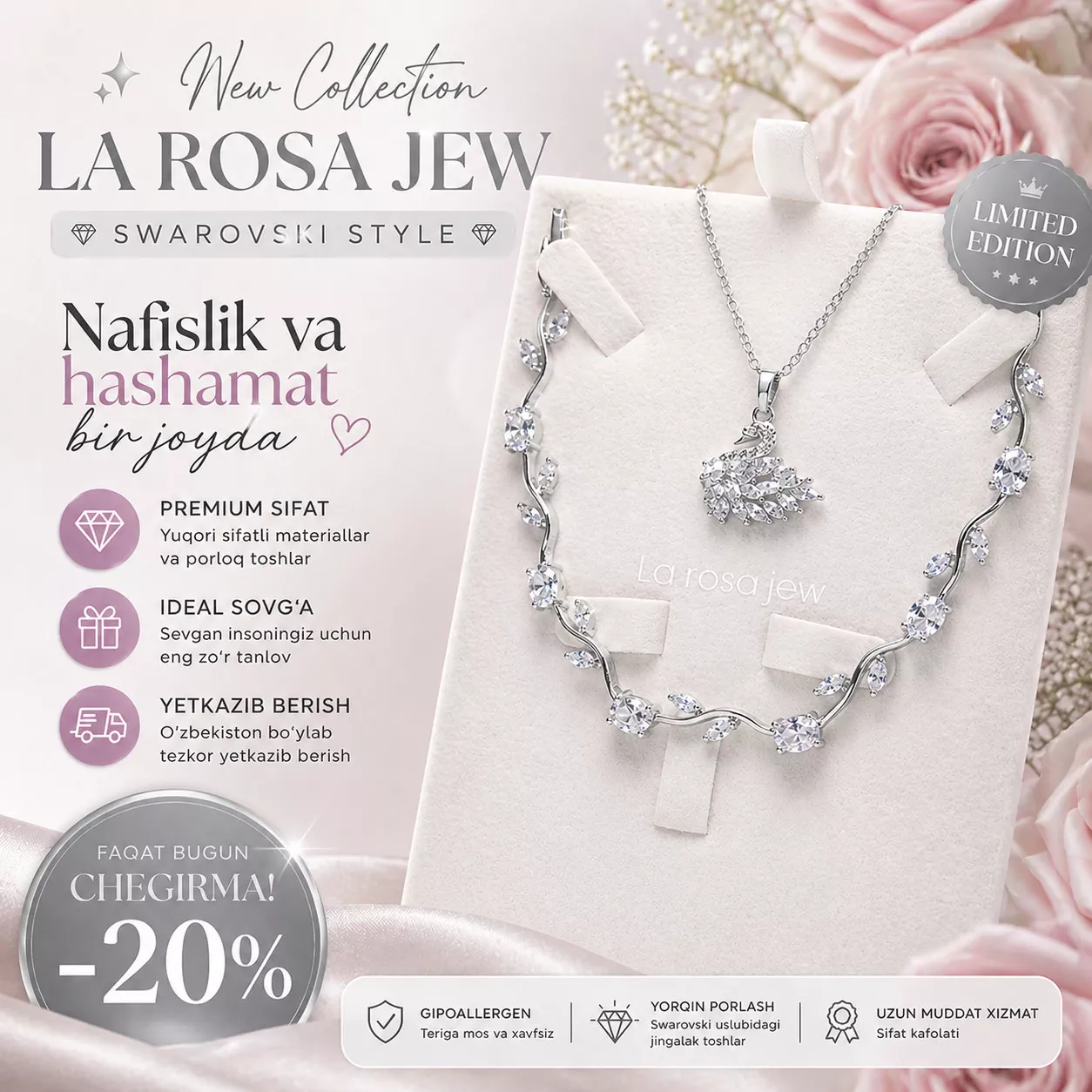 'Swan+Vine Braslet To’plam – Go‘zallik va Nafosatning Betakror Ramzi' rasmi